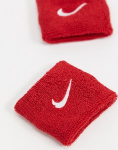 Красные напульсники с логотипом-галочкой Nike-Красный