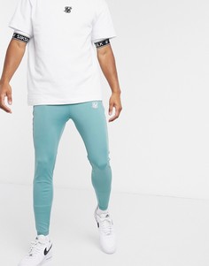 Светлые сине-зеленые спортивные брюки SikSilk scope-Синий