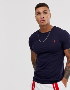 Темно-синяя футболка с круглым вырезом Polo Ralph Lauren-Темно-синий