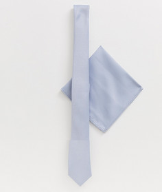 Голубой фактурный галстук и платок-паше ASOS DESIGN-Мульти