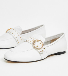 Белые лоферы для широкой стопы с пряжкой Simply Be wide fit-Белый