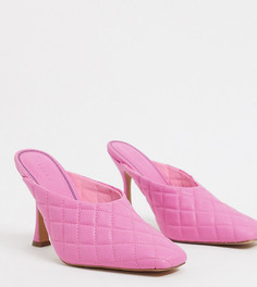 Розовые стеганые мюли для широкой стопы на высоком каблуке ASOS DESIGN-Розовый цвет