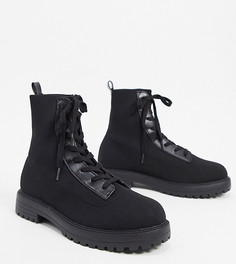 Черные ботинки для широкой стопы на шнуровке ASOS DESIGN-Черный цвет