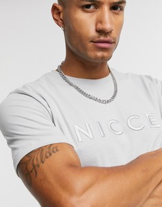 Серая футболка с вышитым логотипом Nicce-Серый