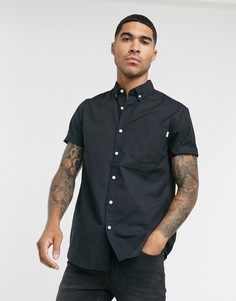 Черная оксфордская рубашка с короткими рукавами Topman-Черный цвет