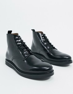 Черные кожаные ботинки H by Hudson-Черный цвет