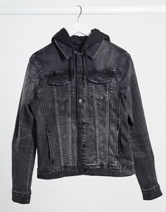 Черная джинсовая куртка обтягивающего кроя River Island-Черный