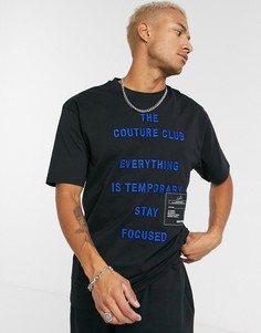 Черная футболка с логотипом и надписью "everything is temporary" The Couture Club-Черный цвет