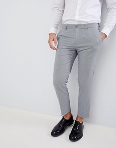 Серые строгие укороченные брюки в клетку Burton Menswear-Серый