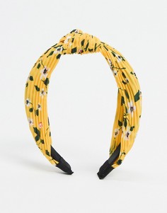 Желтый ободок с узлом и цветочным принтом ASOS DESIGN