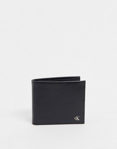 Фактурный кожаный бумажник с монограммой Calvin Klein Jeans-Черный