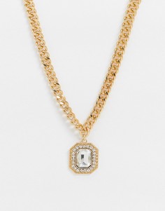 Золотистое ожерелье с кристаллами на подвеске ASOS DESIGN-Золотой