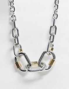 Серебристое ожерелье с отделкой в виде замка ASOS DESIGN-Серебряный