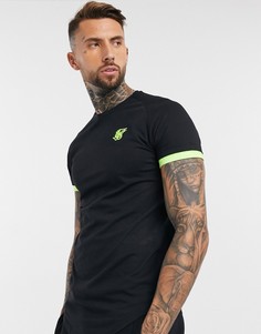 Черная футболка с неоново-желтой отделкой SikSilk-Черный