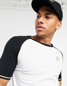 Белая спортивная футболка с контрастными рукавами SikSilk-Белый