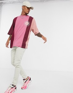 Oversized-футболка в стиле колор блок с вышивкой ASOS DESIGN-Красный
