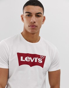 Белая футболка с крупным логотип в виде летучей мыши Levis-Белый