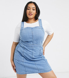 Синий джинсовый сарафан ASOS DESIGN Curve-Голубой