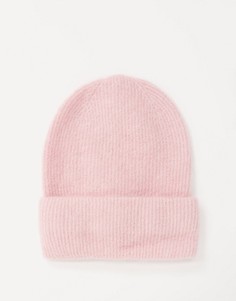 Светло-розовая шапка-бини из полушерстяной пряжи Pieces-Розовый цвет