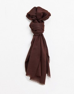 Коричневый легкий шарф с необработанным краем ASOS DESIGN-Коричневый цвет