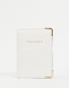 Белая обложка для паспорта с крокодиловым узором ASOS DESIGN-Белый