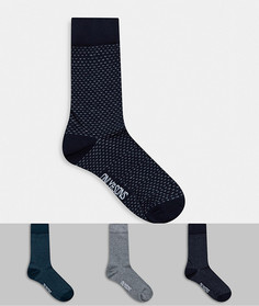 3 пары носков (зеленые/темно-синие/серые) с принтом Only & Sons​​​​​​​-Темно-синий
