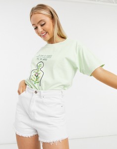 Свободная футболка бойфренда с принтом Daisy Street-Зеленый
