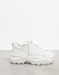 Белые кожаные кроссовки на массивной подошве BRONX-Белый