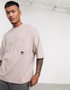 ASOS Unrvlld Supply organic cotton oversized t-shirt with pocket detail and Unrvlld Supply logo-Коричневый