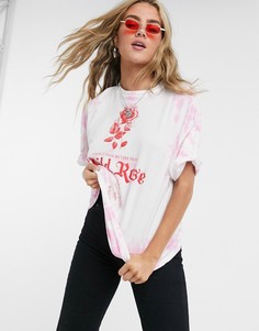 Розовая свободная футболка с принтом тай-дай Bershka-Розовый