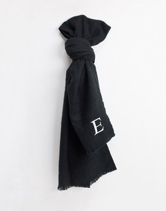 Черный шарф с инициалом "E" ASOS DESIGN-Черный цвет