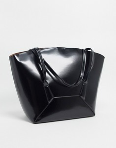 Блестящая черная сумка-тоут ASOS DESIGN-Черный