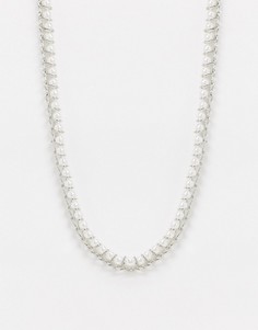 Серебристое ожерелье с искусственным жемчугом ASOS DESIGN-Серебряный