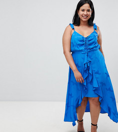 Жаккардовое платье с цветочным принтом River Island Plus-Синий