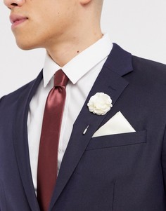 Булавка на лацкан пиджака с цветком и платок-паше Gianni Feraud-Белый