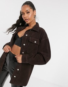 Коричневая вельветовая куртка в стиле милитари ASOS DESIGN-Коричневый