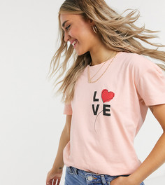 Свободная футболка с принтом "Love" Wednesdays Girl-Розовый цвет