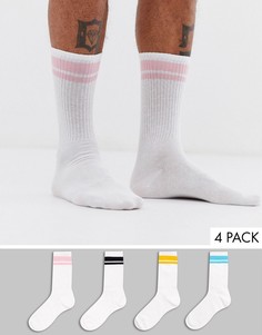 Набор из 4 пар носков с полосками Bershka Join Life-Белый