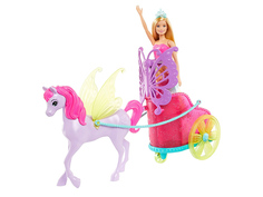 Кукла Mattel Barbie Сказочный экипаж с единорогом GJK53