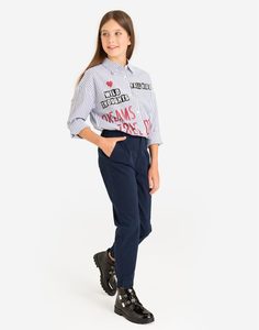 Тёмно-синие брюки-джоггеры для девочки Gloria Jeans