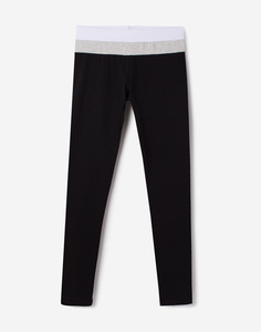Чёрные леггинсы с контрастным поясом для девочки Gloria Jeans