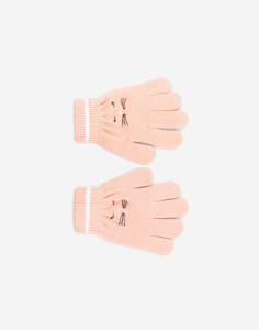 Розовые перчатки с вышивкой для девочки Gloria Jeans