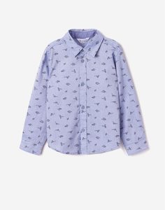 Голубая рубашка с динозаврами для мальчика Gloria Jeans