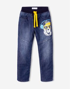 Утеплённые джинсы с принтом для мальчика Gloria Jeans
