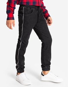 Чёрные джинсы-джоггеры с лампасами для мальчика Gloria Jeans
