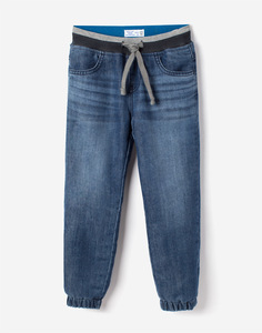 Утеплённые джинсы-джоггеры на резинке для мальчика Gloria Jeans