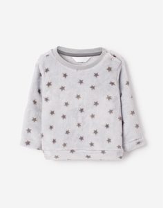 Серый плюшевый свитшот со звездочками для малыша Gloria Jeans