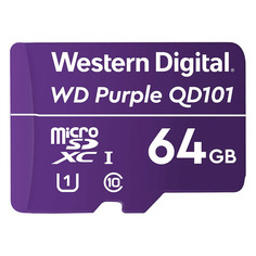 Карта памяти microSDXC UHS-I U1 WD Purple 64 ГБ, Class 10, WDD064G1P0C, 1 шт.