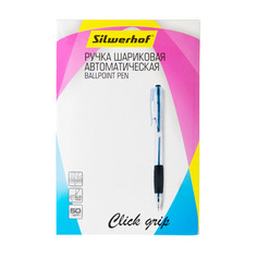 Ручка шариков. Silwerhof Click grip прозрачный d=0.7мм черные кор.карт. автоматическая линия 0.5мм р 50 шт./кор.