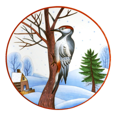 Тарелка декоративная ИФЗ Зимующие птицы Пёстрый дятел (8080125001)